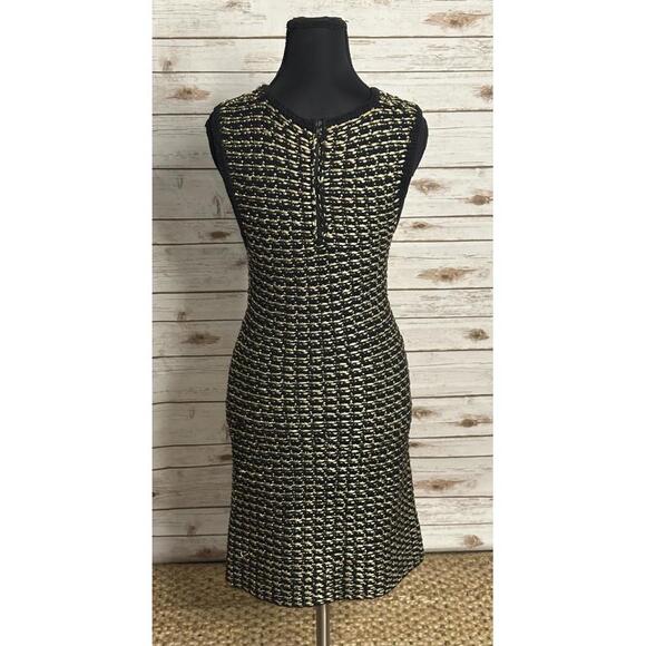 Alice+Olivia black/gold tweed sleeveless A-line textured knit mini dress Size XS - Picture 4 of 6